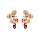 Sterling Silver 925 Earring Rose Gold Plated Natural pink Shell Ruby Corundum Enamel