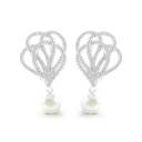 Sterling Silver 925 Earring Rhodium Plated White Shell Pearl