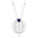 Sterling Silver 925 Necklace Rhodium Plated Sapphire Corundum