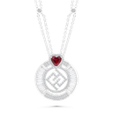 Sterling Silver 925 Necklace Rhodium Plated Ruby Corundum