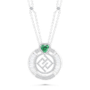 Sterling Silver 925 Necklace Rhodium Plated Embedded With Emerald