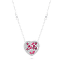 Sterling Silver 925 Necklace Rhodium Plated Ruby Corundum