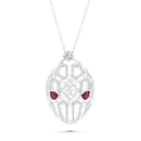 Sterling Silver 925 Necklace Rhodium Plated Ruby Corundum