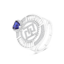 Sterling Silver 925 Ring Rhodium Plated Sapphire Corundum