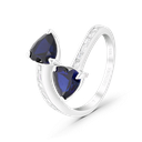 Sterling Silver 925 Ring Rhodium Plated Sapphire Corundum