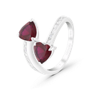 Sterling Silver 925 Ring Rhodium Plated Ruby Corundum