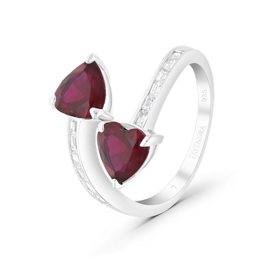 Sterling Silver 925 Ring Rhodium Plated Ruby Corundum