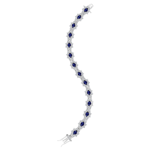 [BRC01SAP00000A716] Sterling Silver 925 Bracelet Rhodium Plated Sapphire Corundum