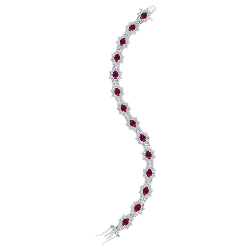 [BRC01RUB00000A716] Sterling Silver 925 Bracelet Rhodium Plated Ruby Corundum