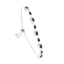 Sterling Silver 925 Bracelet Rhodium Plated Sapphire Corundum