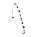 Sterling Silver 925 Bracelet Rhodium Plated Embedded With Emerald