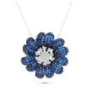 Sterling Silver 925 Necklace Rhodium Plated Embedded With Sapphire Corundum