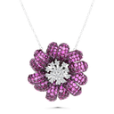 Sterling Silver 925 Necklace Rhodium Plated Embedded With Ruby Corundum