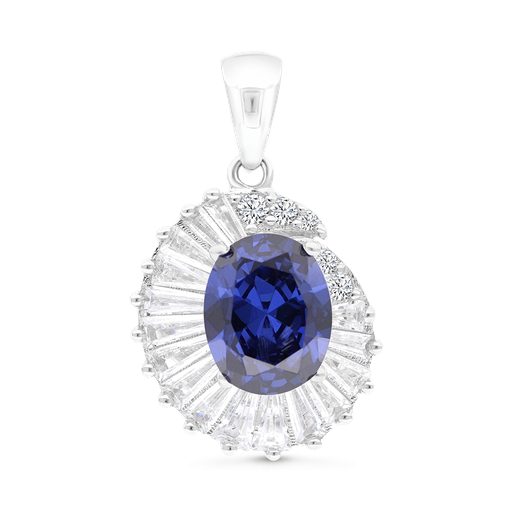 [PND01TZT00WCZA743] Sterling Silver 925 Pendant Rhodium Plated Embedded With Tanzanite