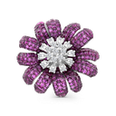 Sterling Silver 925 brooch Rhodium Plated Embedded With Ruby Corundum