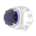 Sterling Silver 925 Ring Rhodium Plated Sapphire Corundum For Men