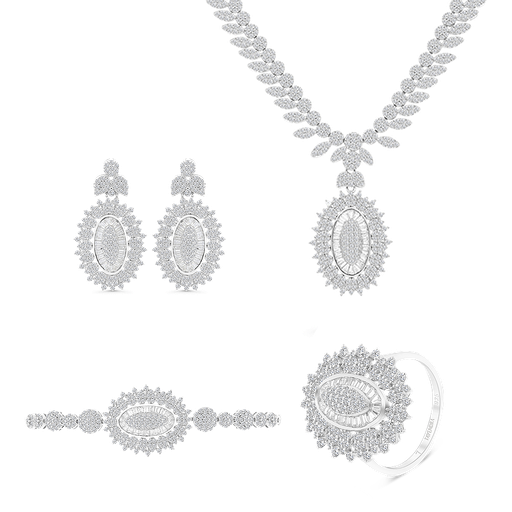 Sterling Silver 925 Set Rhodium Plated