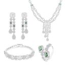 Sterling Silver 925 Set Rhodium Plated Embedded With Emerald