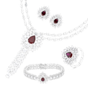 Sterling Silver 925 Set Rhodium Plated Ruby Corundum