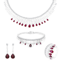 Sterling Silver 925 Set Rhodium Plated Ruby Corundum