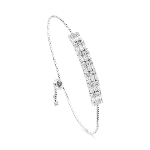 [BRC01WCZ00000A781] Sterling Silver 925 Bracelet Rhodium Plated