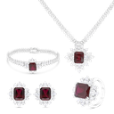 Sterling Silver 925 Set Rhodium Plated Ruby Corundum