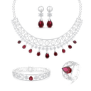 Sterling Silver 925 Set Rhodium Plated Embedded With Ruby Corundum