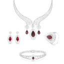 Sterling Silver 925 Set Rhodium Plated Embedded With Ruby Corundum