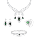 Sterling Silver 925 Set Rhodium Plated Embedded With Emerald