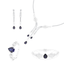 Sterling Silver 925 Set Rhodium Plated Embedded With Sapphire Corundum