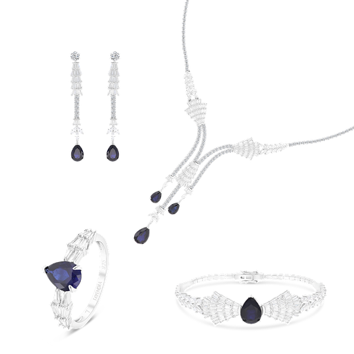 Sterling Silver 925 Set Rhodium Plated Embedded With Sapphire Corundum