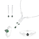 Sterling Silver 925 Set Rhodium Plated Embedded With Emerald