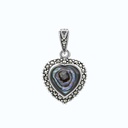 Sterling Silver 925 Pendant Embedded With Natural Blue Shell And Marcasite Stones