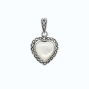 Sterling Silver 925 Pendant Embedded With Natural White Shell And Marcasite Stones