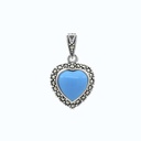 Sterling Silver 925 Pendant Embedded With Natural Processed Turquoise And Marcasite Stones