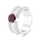 Sterling Silver 925 Ring Rhodium Plated Embedded With Ruby Corundum