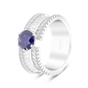 Sterling Silver 925 Ring Rhodium Plated Embedded With Tanzanite