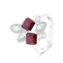 Sterling Silver 925 Ring Rhodium Plated Embedded With Ruby Corundum