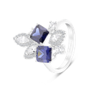 Sterling Silver 925 Ring Rhodium Plated Embedded With Tanzanite