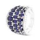 Sterling Silver 925 Ring Rhodium Plated Embedded With Sapphire Corundum