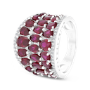 Sterling Silver 925 Ring Rhodium Plated Embedded With Ruby Corundum