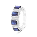 Sterling Silver 925 Ring Rhodium Plated Embedded With Sapphire Corundum