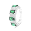 Sterling Silver 925 Ring Rhodium Plated Embedded With Emerald