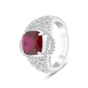 Sterling Silver 925 Ring Rhodium Plated Embedded With Ruby Corundum