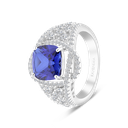 Sterling Silver 925 Ring Rhodium Plated Embedded With Tanzanite