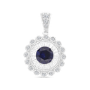 Sterling Silver 925 Pendant Rhodium Plated Embedded With Sapphire Corundum 