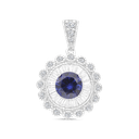 Sterling Silver 925 Pendant Rhodium Plated Embedded With Tanzanite