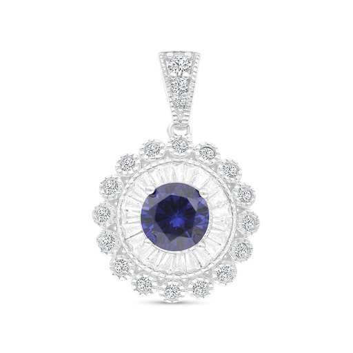 [PND01TZT00WCZA752] Sterling Silver 925 Pendant Rhodium Plated Embedded With Tanzanite