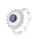 Sterling Silver 925 Ring Rhodium Plated Embedded With Tanzanite