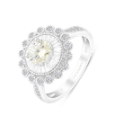 Sterling Silver 925 Ring Rhodium Plated Embedded With Yellow Zircon